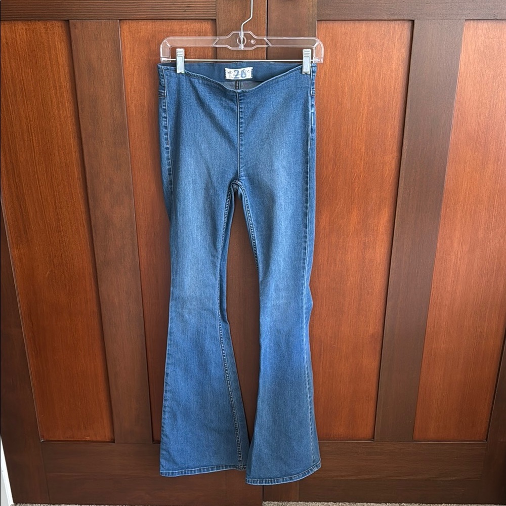 Free People Blue Flare Wide Leg Jeans